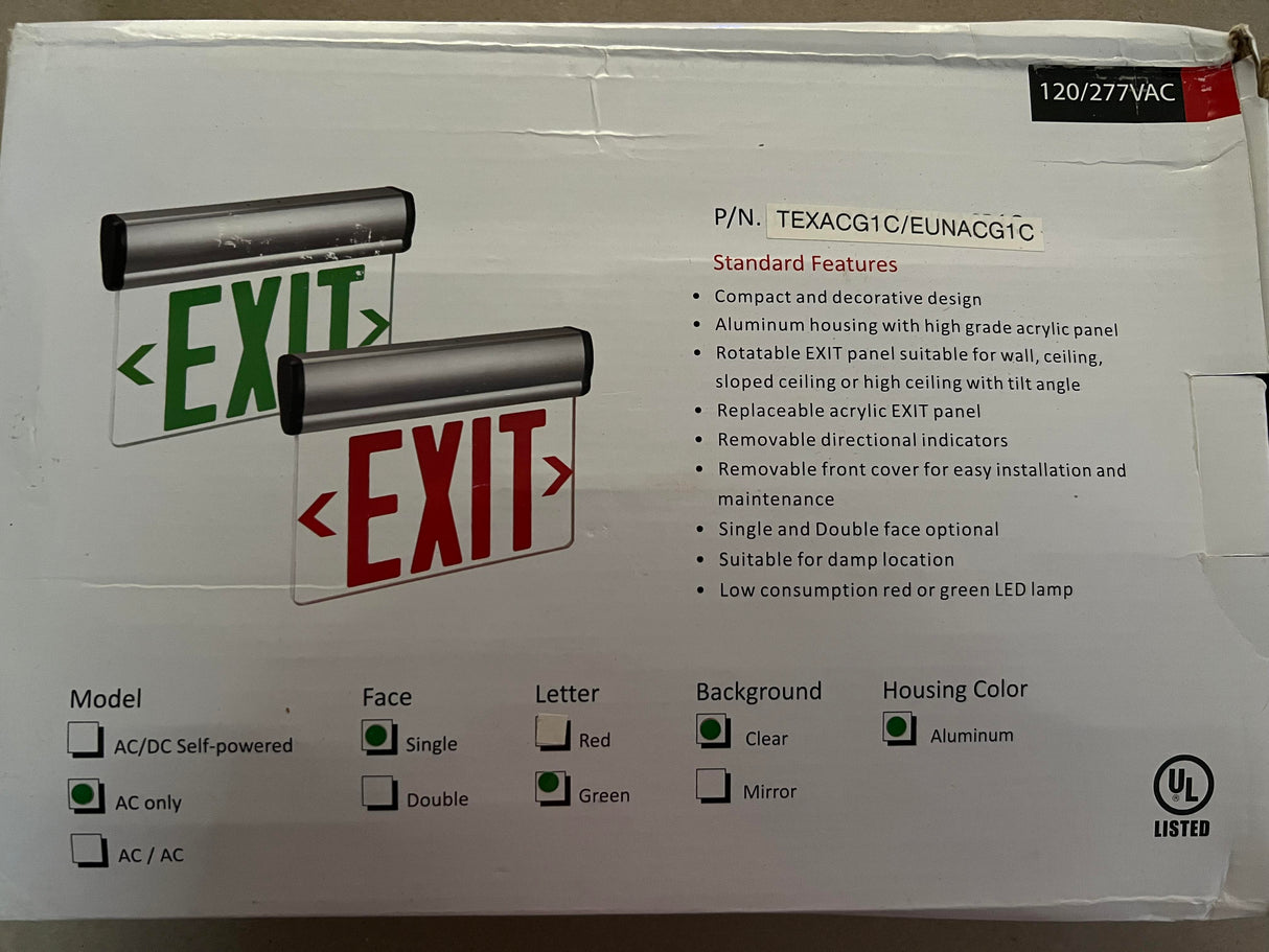 Rotatable LED Edge-Lit Green EXIT Sign
