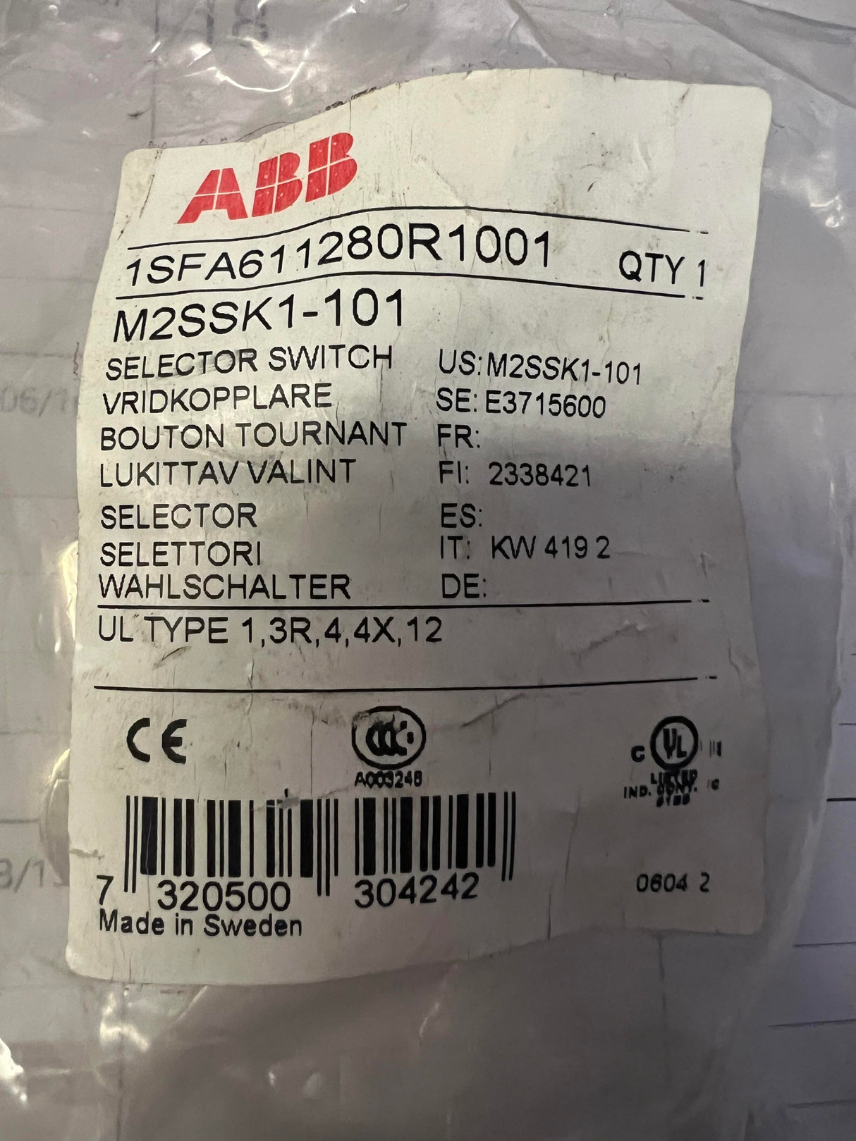 ABB 1SFA611280R1001 - Key Selector Switch