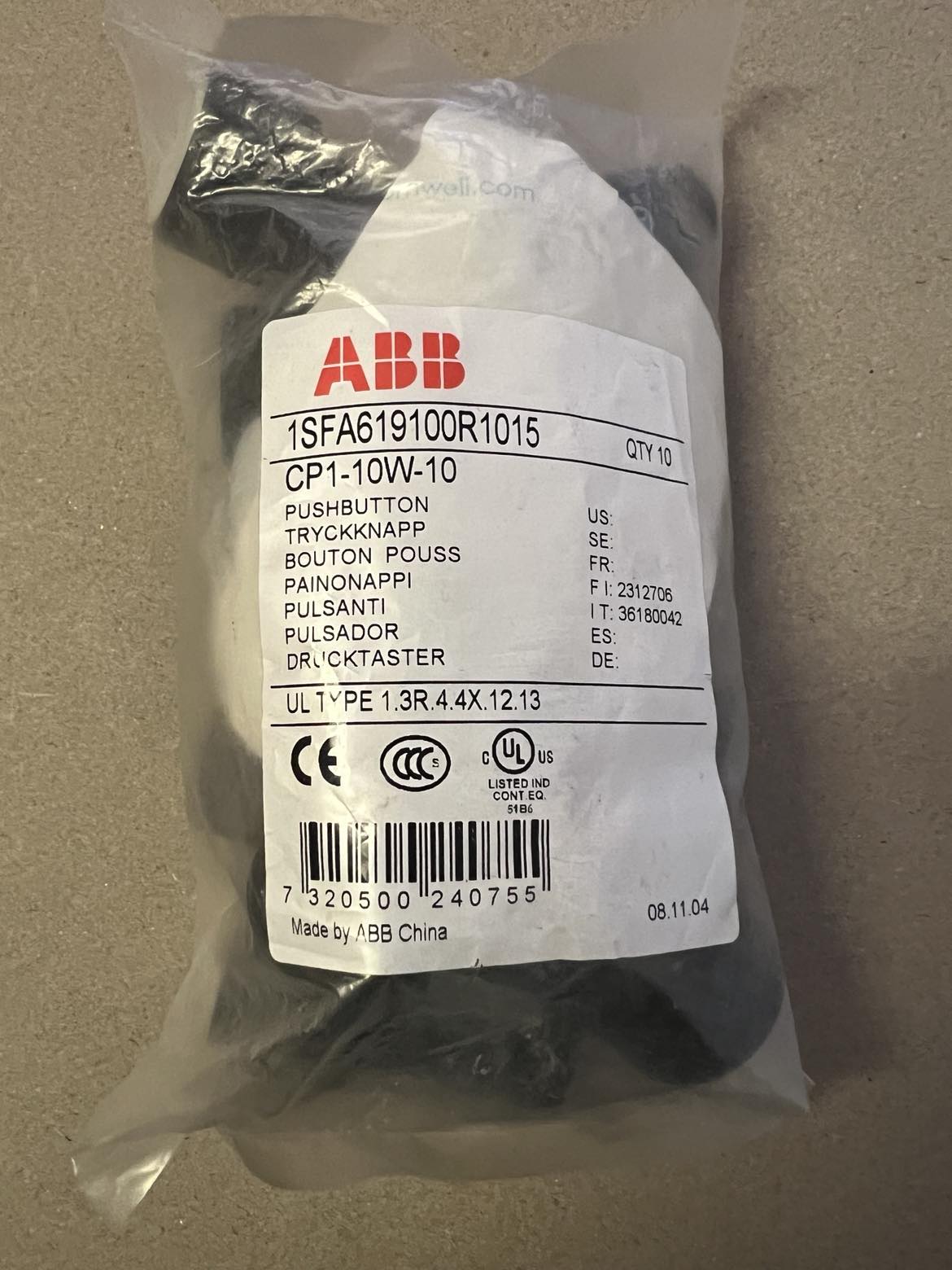 ABB 1SFA619100R1015 - Bag of 10 White Pushbuttons
