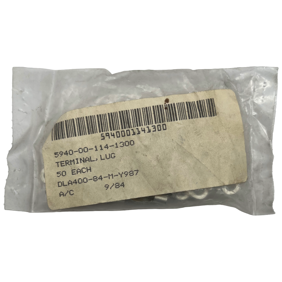 Packaged terminal lug with label on a white background