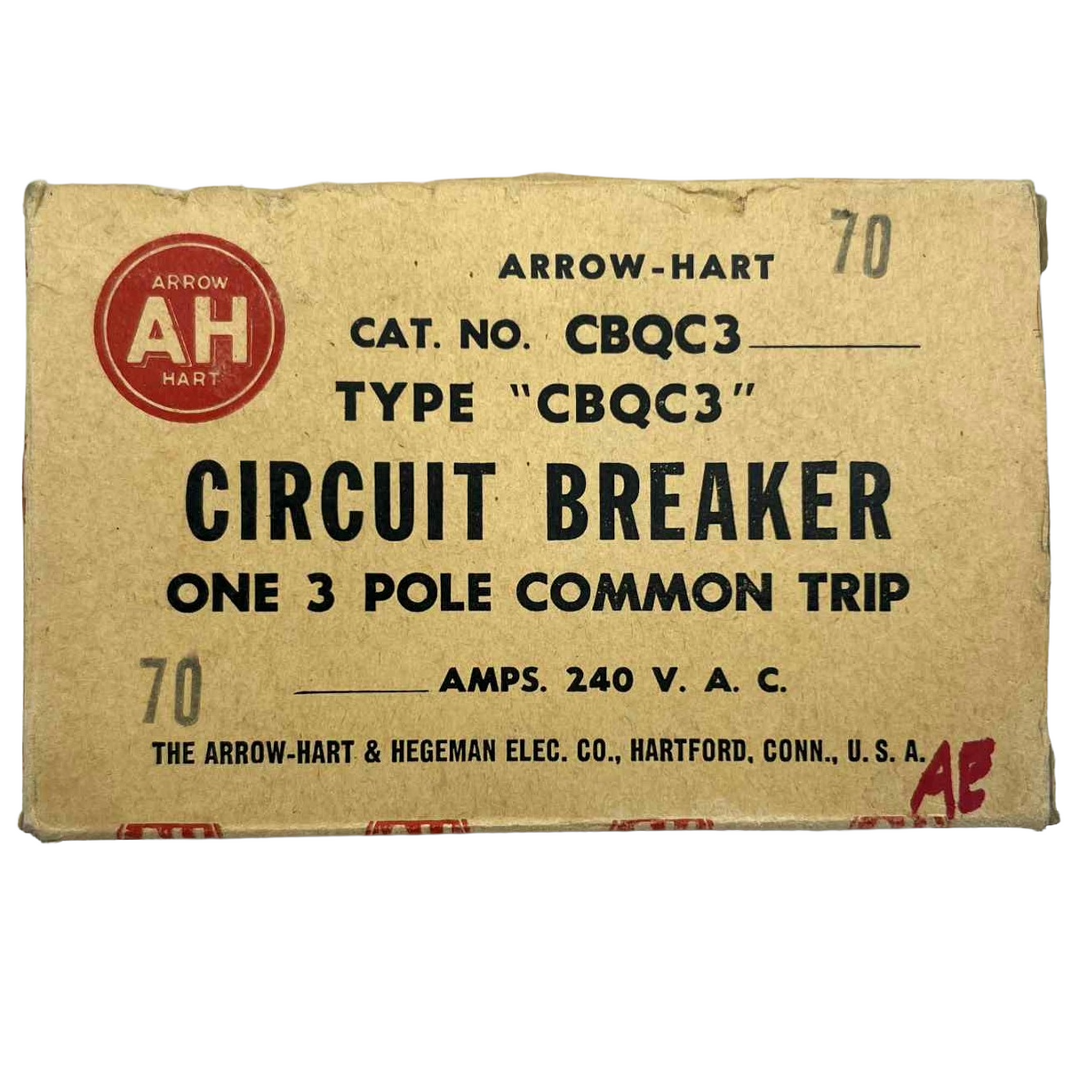 Arrow-Hart CBQC 70 Amp, 3 Pole Circuit Breaker