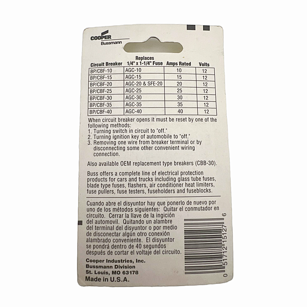 Cooper Bussman Automotive 30 Amp Breaker