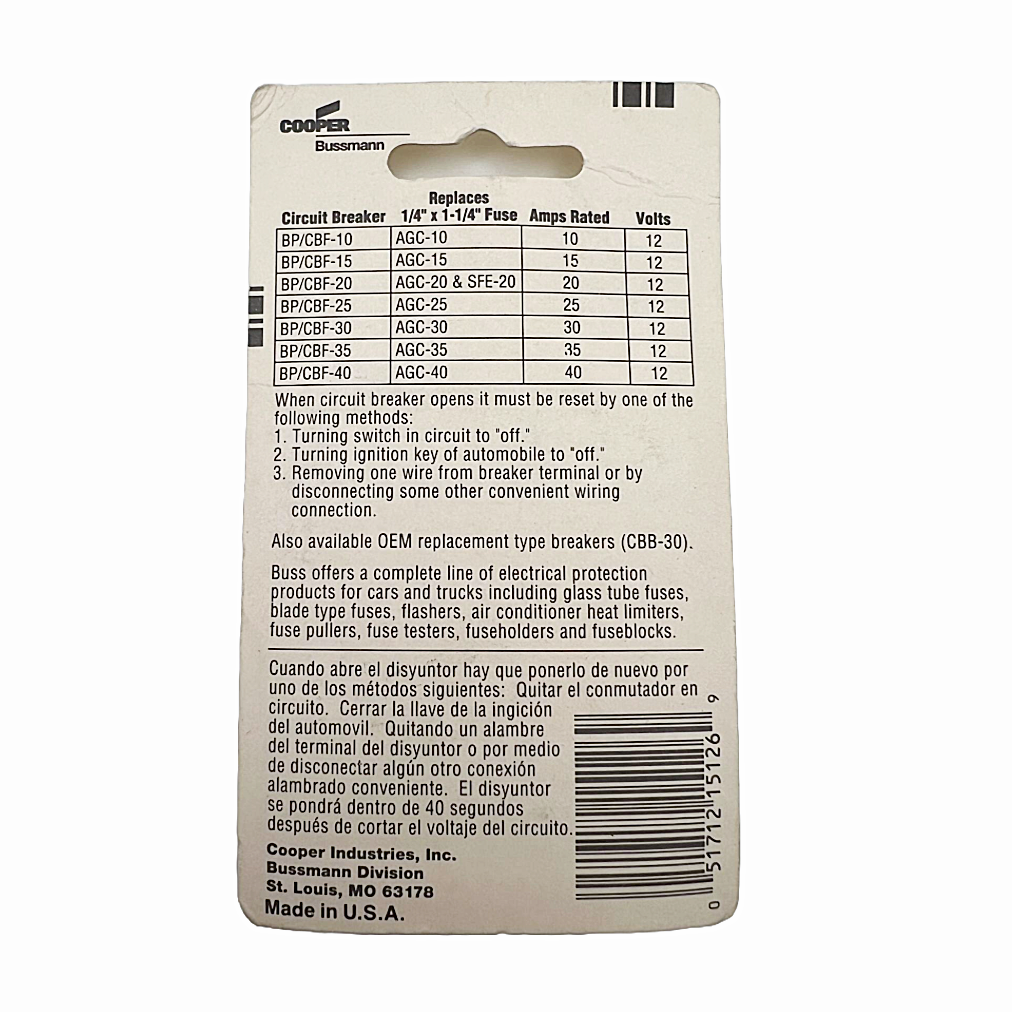 Cooper Bussman Automotive 40 Amp Breaker