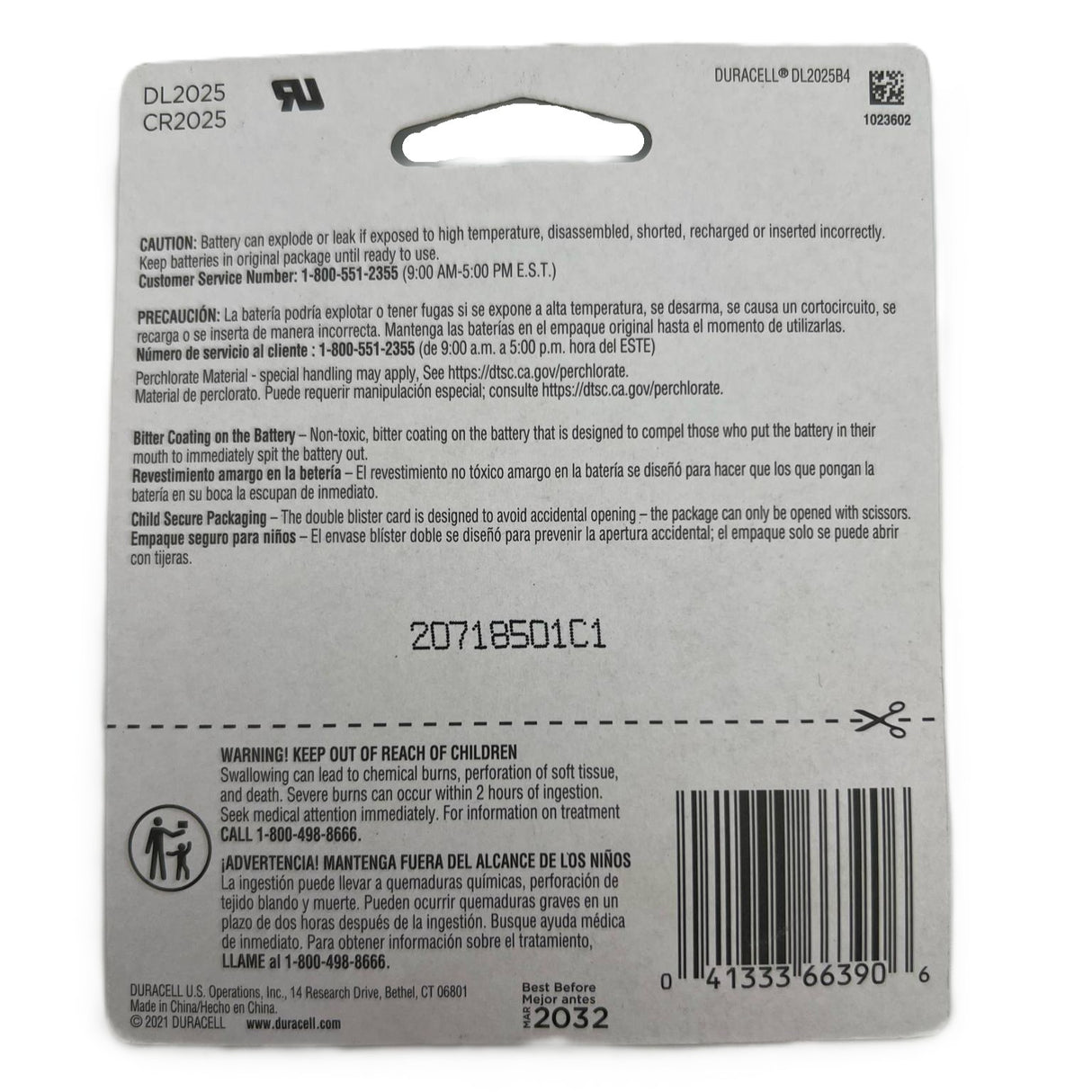 Duracell 2025 3V Battery 4 Pack