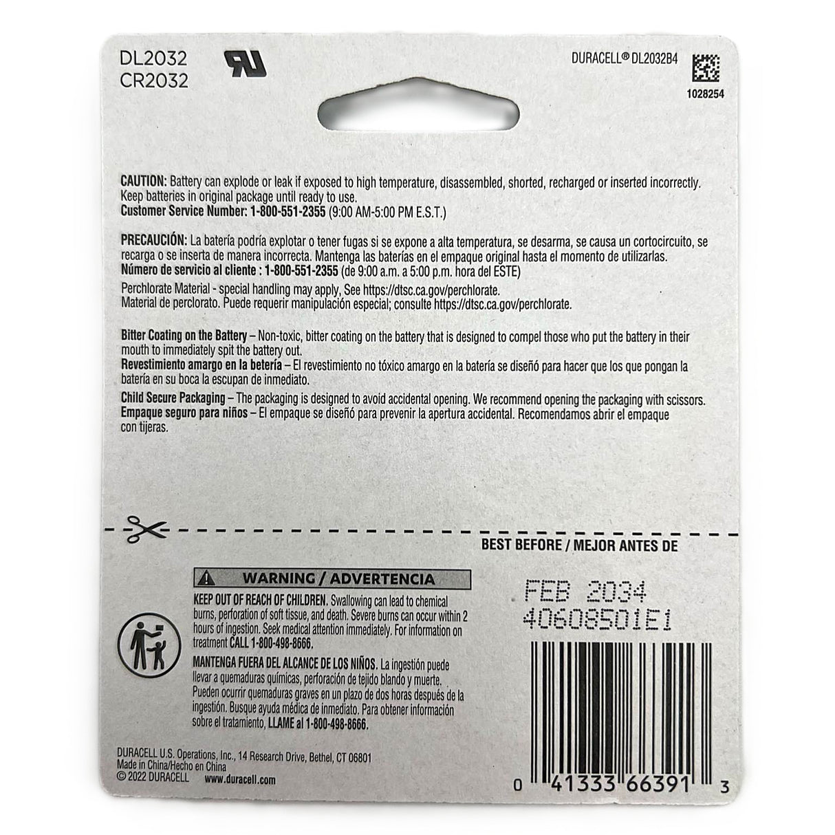 Duracell 2032 3V Battery 4 Pack