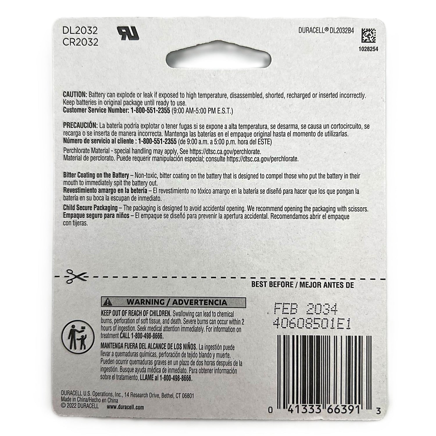 Duracell 2032 3V Battery 4 Pack