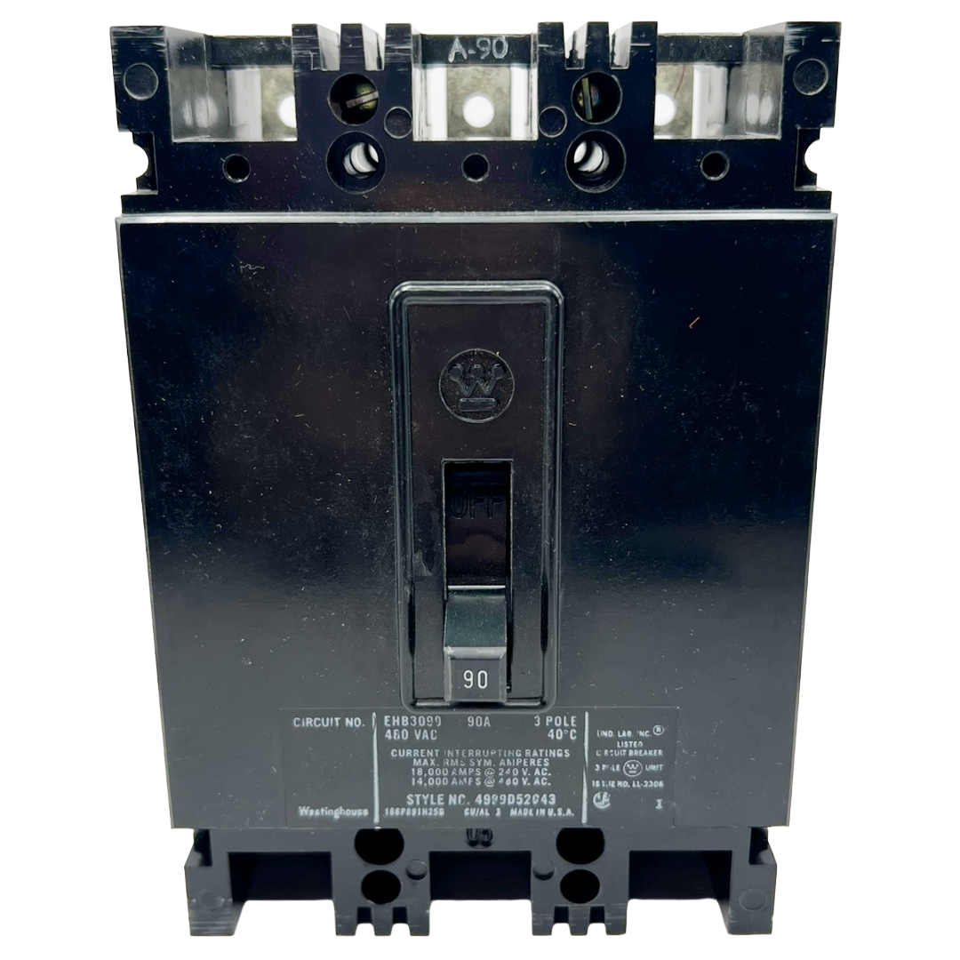 Black electrical circuit breaker with GE logo on a white background