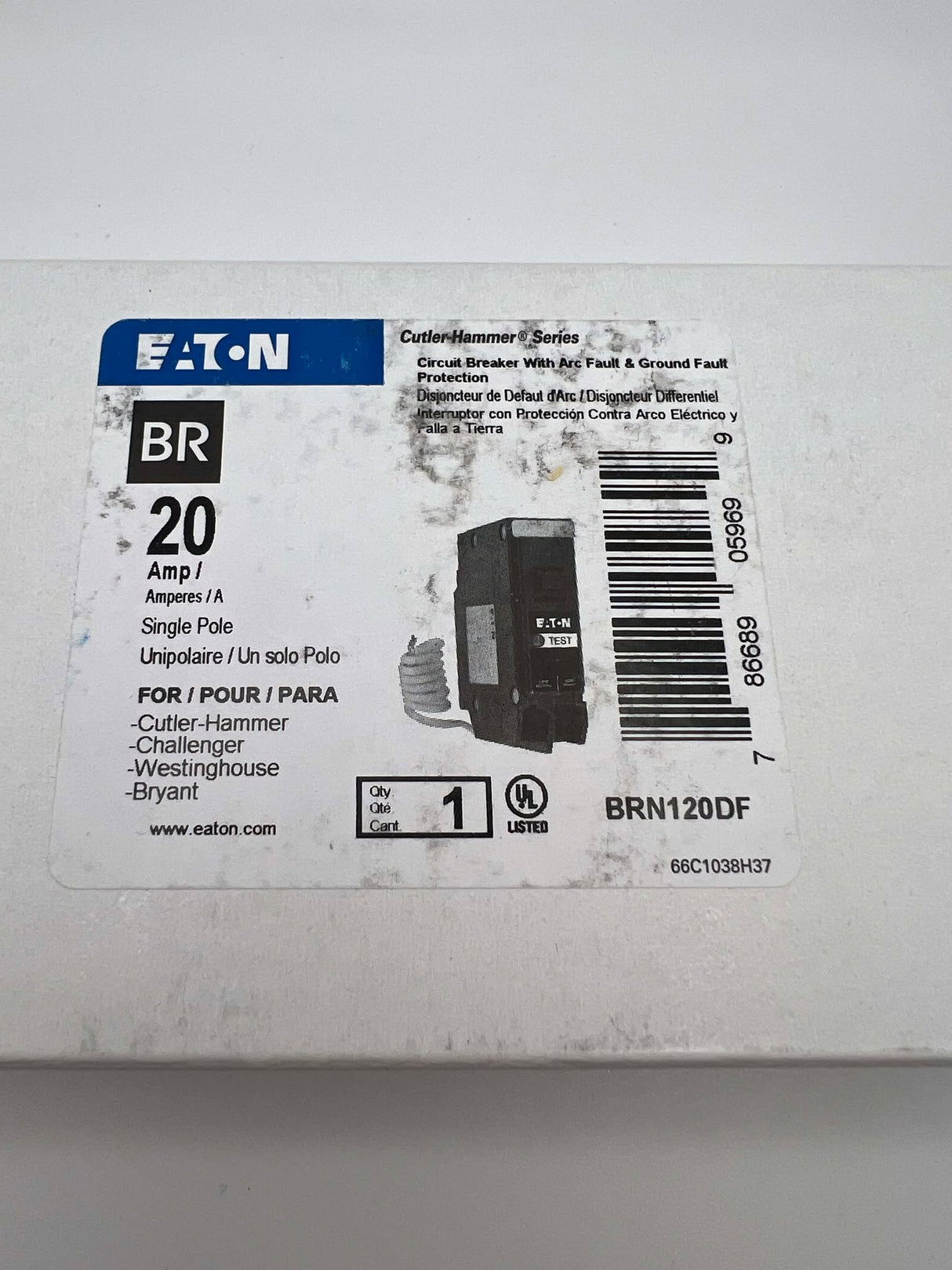 Eaton BRN 20 Amp Dual Function Circuit Breaker