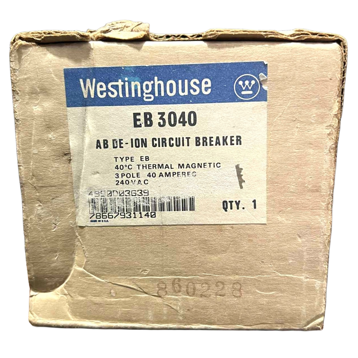 Eaton EB 40 Amp, 3 Pole Bolt-On Circuit Breaker