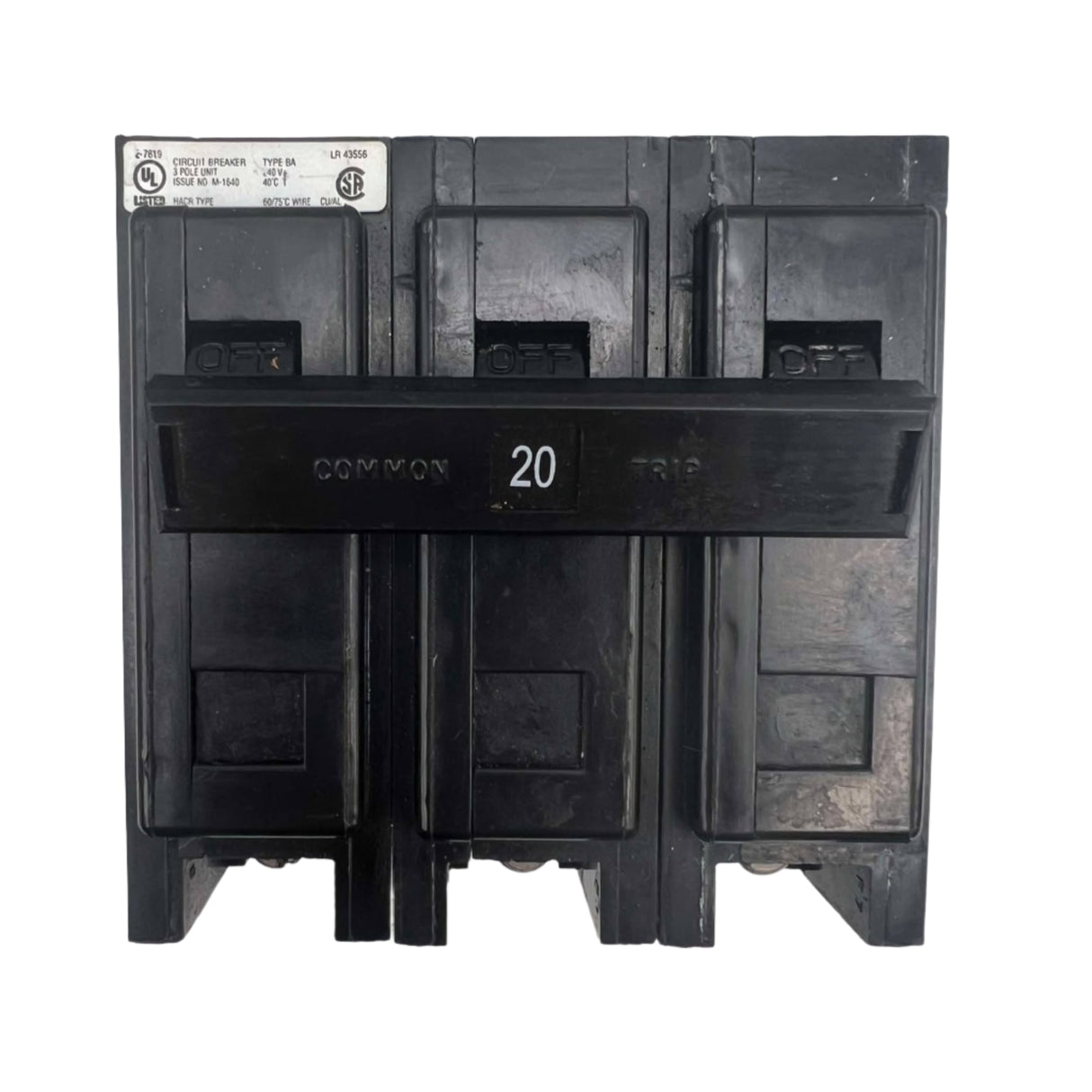 Eaton BAB 20 Amp, 3 Pole Bolt-On Circuit Breaker