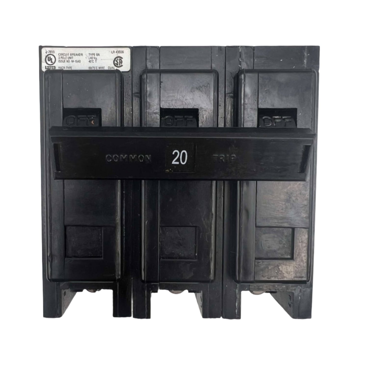Eaton BAB 20 Amp, 3 Pole Bolt-On Circuit Breaker