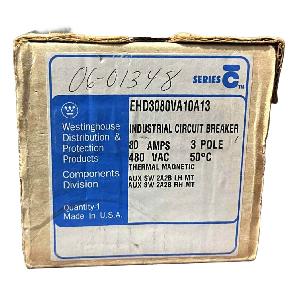 Eaton EHD 3 Pole, 80 Amp Industrial Circuit Breaker with Auxiliary Switches