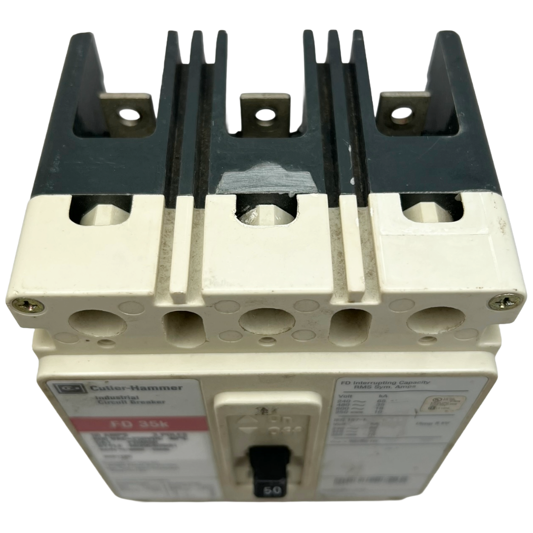 Electrical breaker with visible branding on a white background