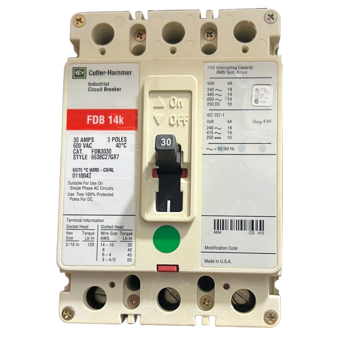 Cutler-Hammer industrial circuit breaker on a white background
