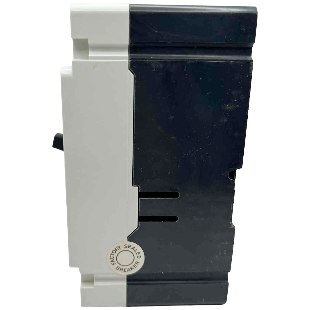 Electrical breaker with black and white design on a white background