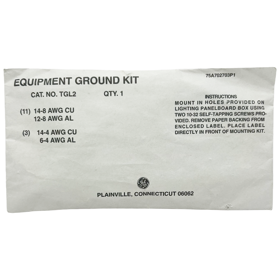 Equipment ground kit packaging with text and GE logo
