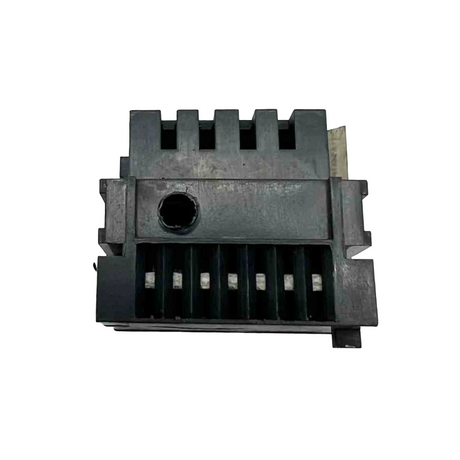 Black mechanical component on a white background