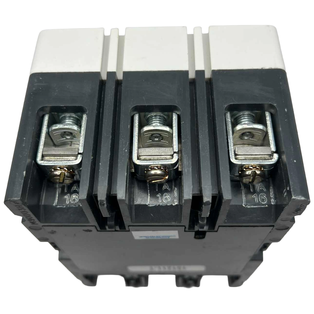 Electrical contactor with three screw terminals on a white background