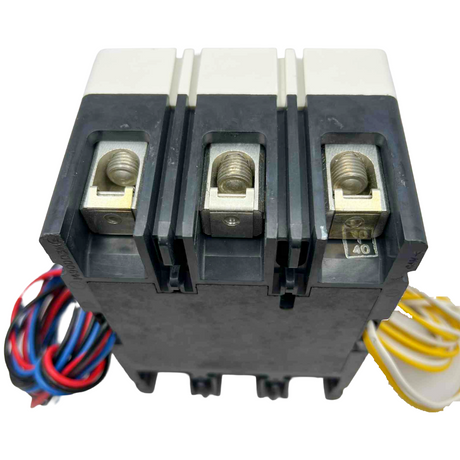 Electrical component with three terminals and wiring on a white background