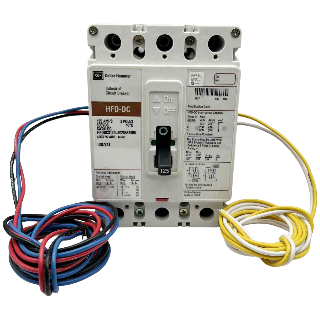 Circuit breaker with wiring on a white background