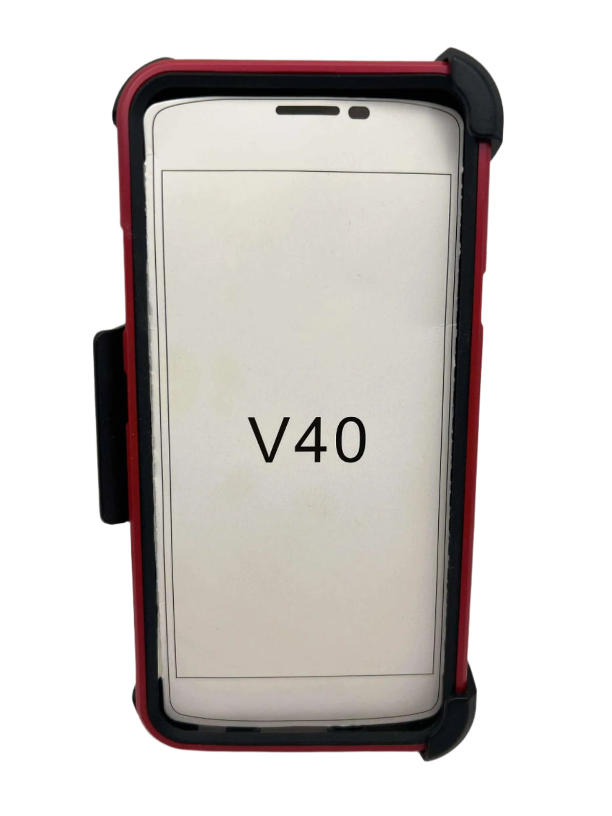 LG V40 Red and Black Phone Case with Stand and Belt Clip