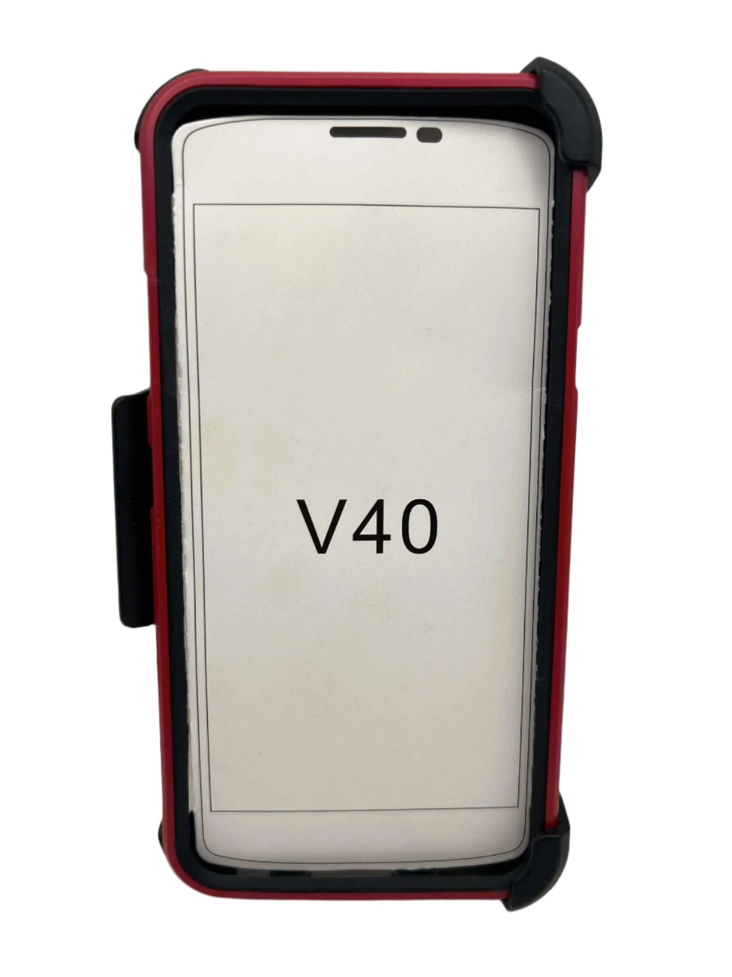 LG V40 Red and Black Phone Case with Stand and Belt Clip