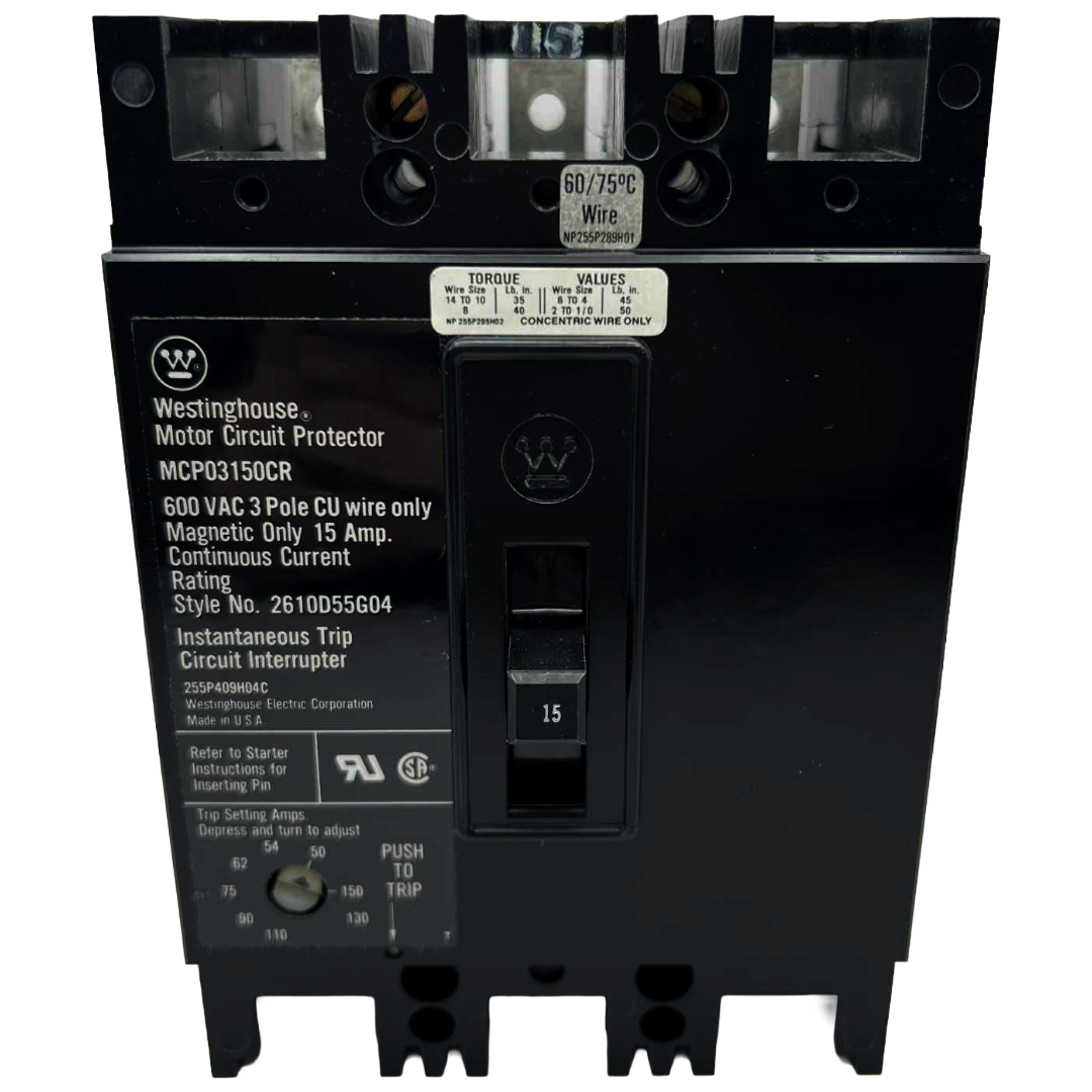 Westinghouse motor circuit protector on a white background