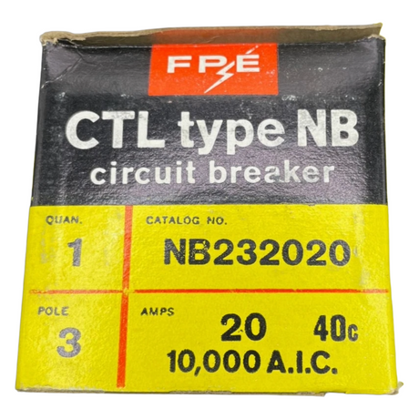 Packaged circuit breaker with FPE branding on a white background