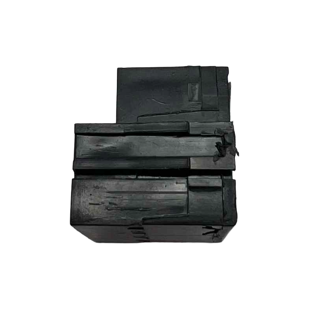 Set of black tactical pouches on a white background