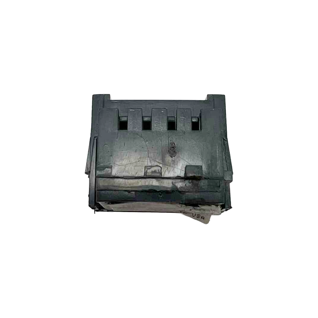 Black printer cartridge on a white background