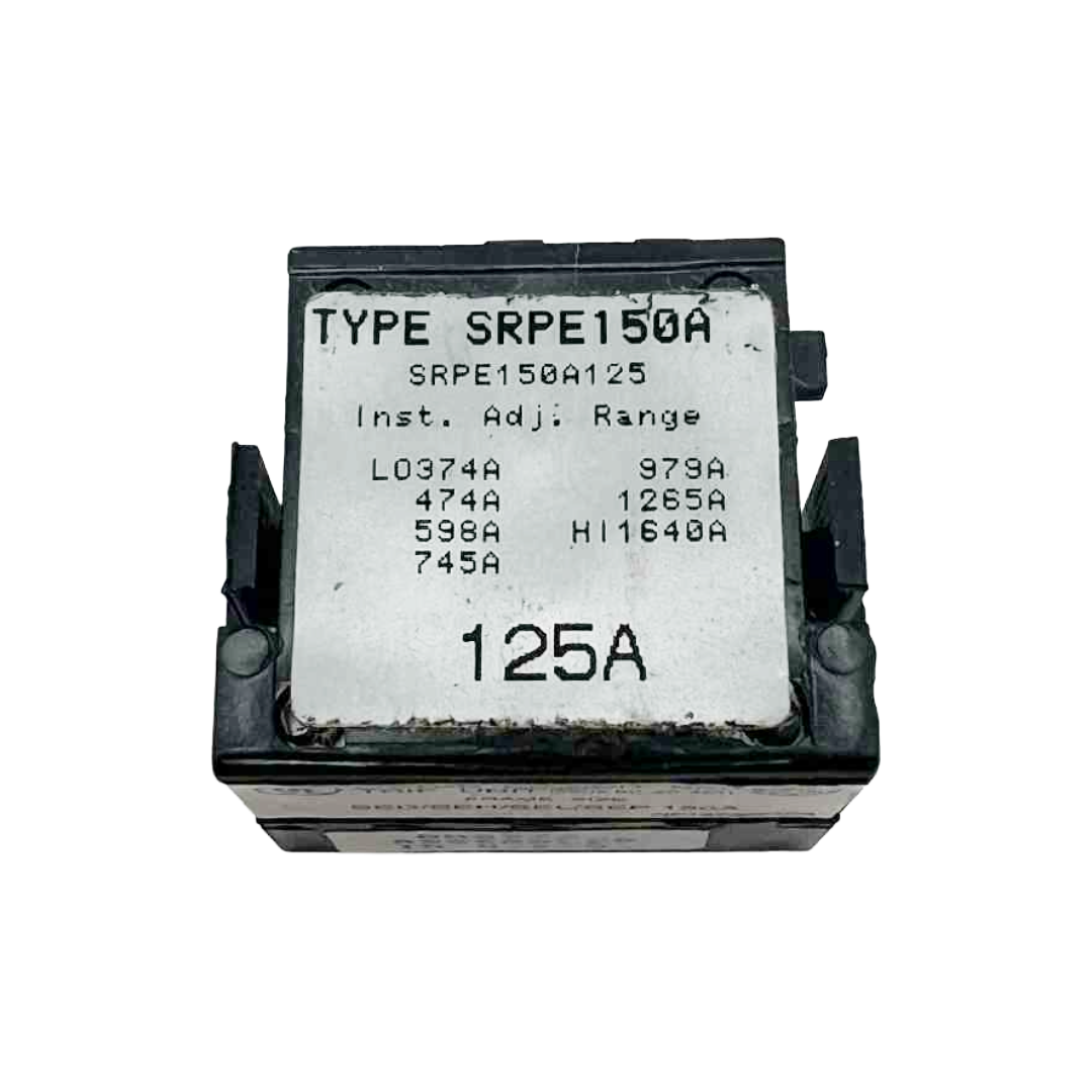 Electrical component with 'TYPE SRPE150A' label on a white background