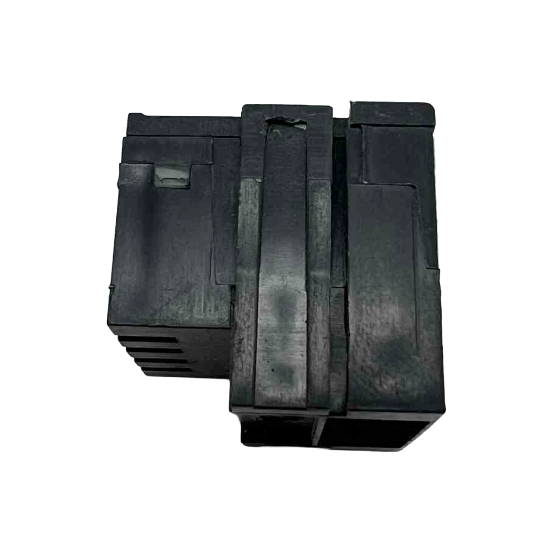 Two black plastic magazine holders on a white background