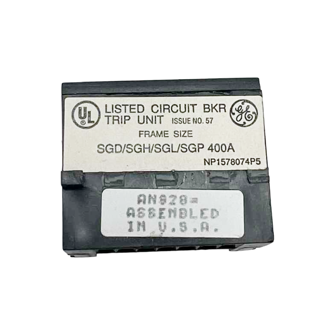 Circuit breaker with UL and GE branding on a white background