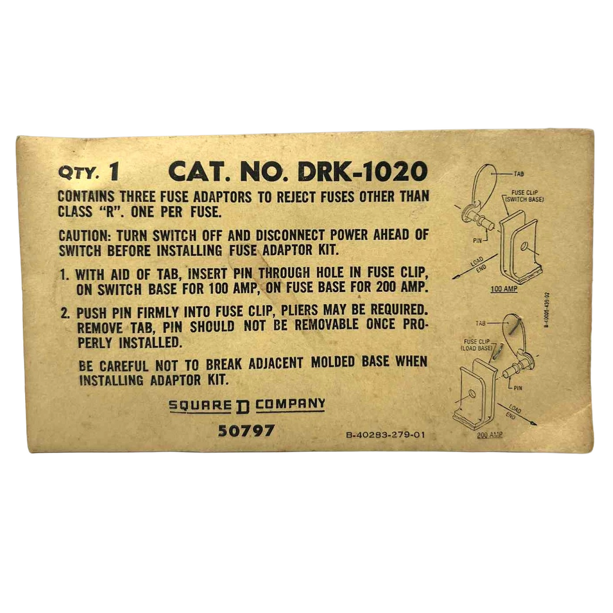 Schneider Electric DRK Class R 100 Amp Fuse Rejection Kit