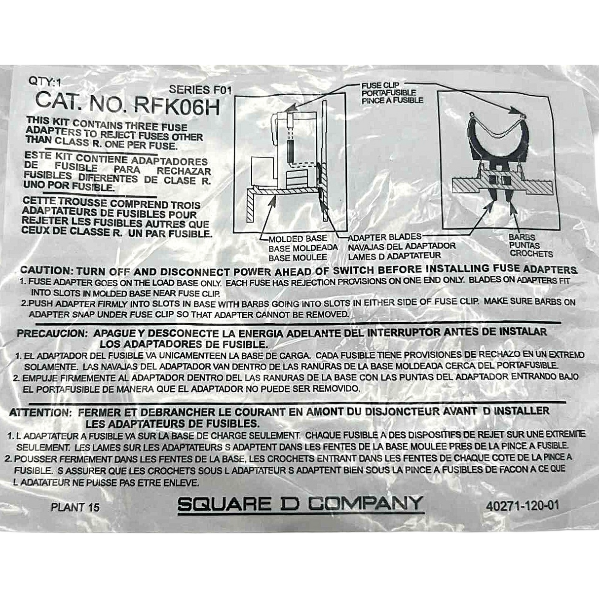 Schneider Electric RFK Type R, 60 Amp Fuse Rejection Kit