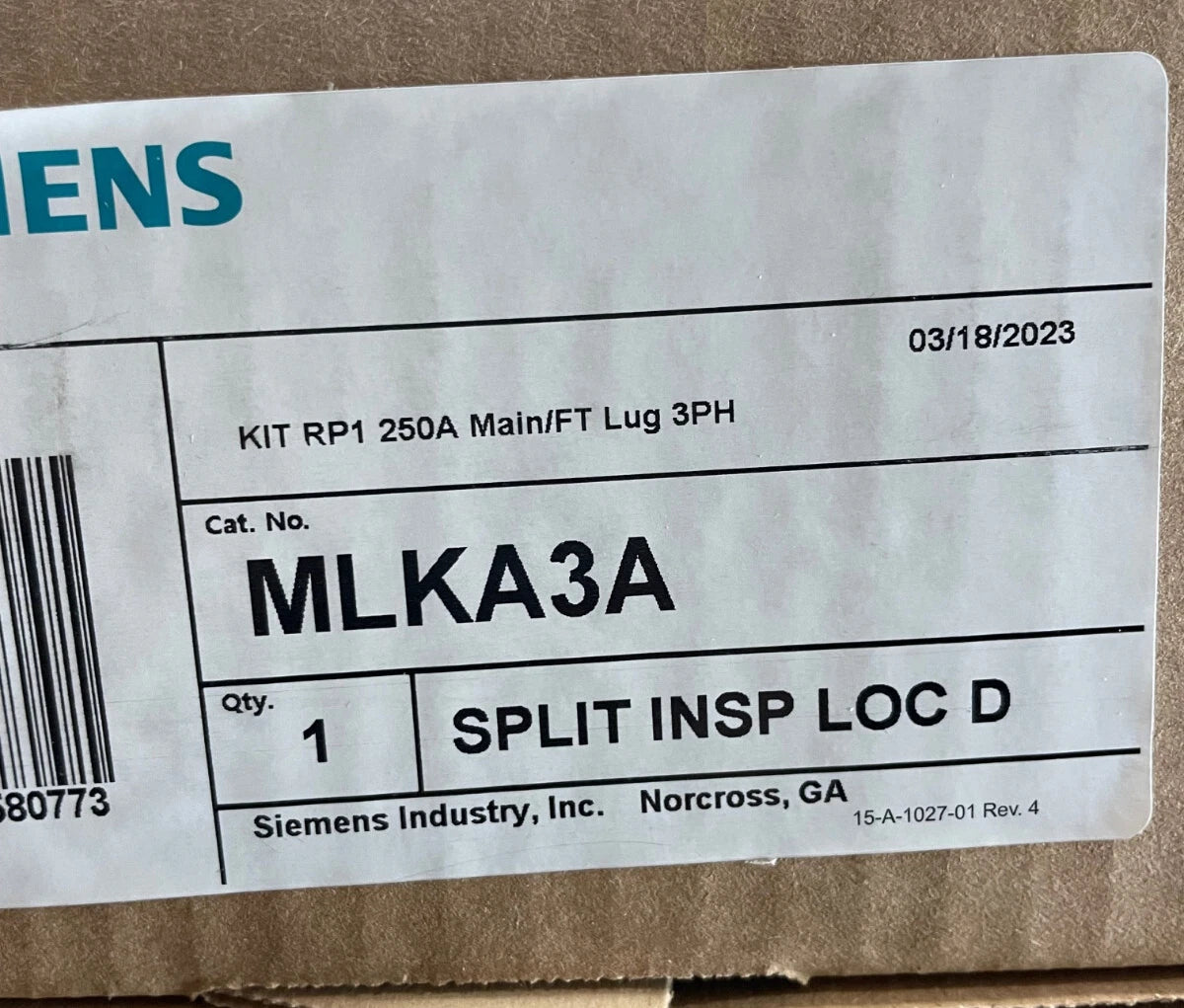 Siemens 250 Amp Lug Kit