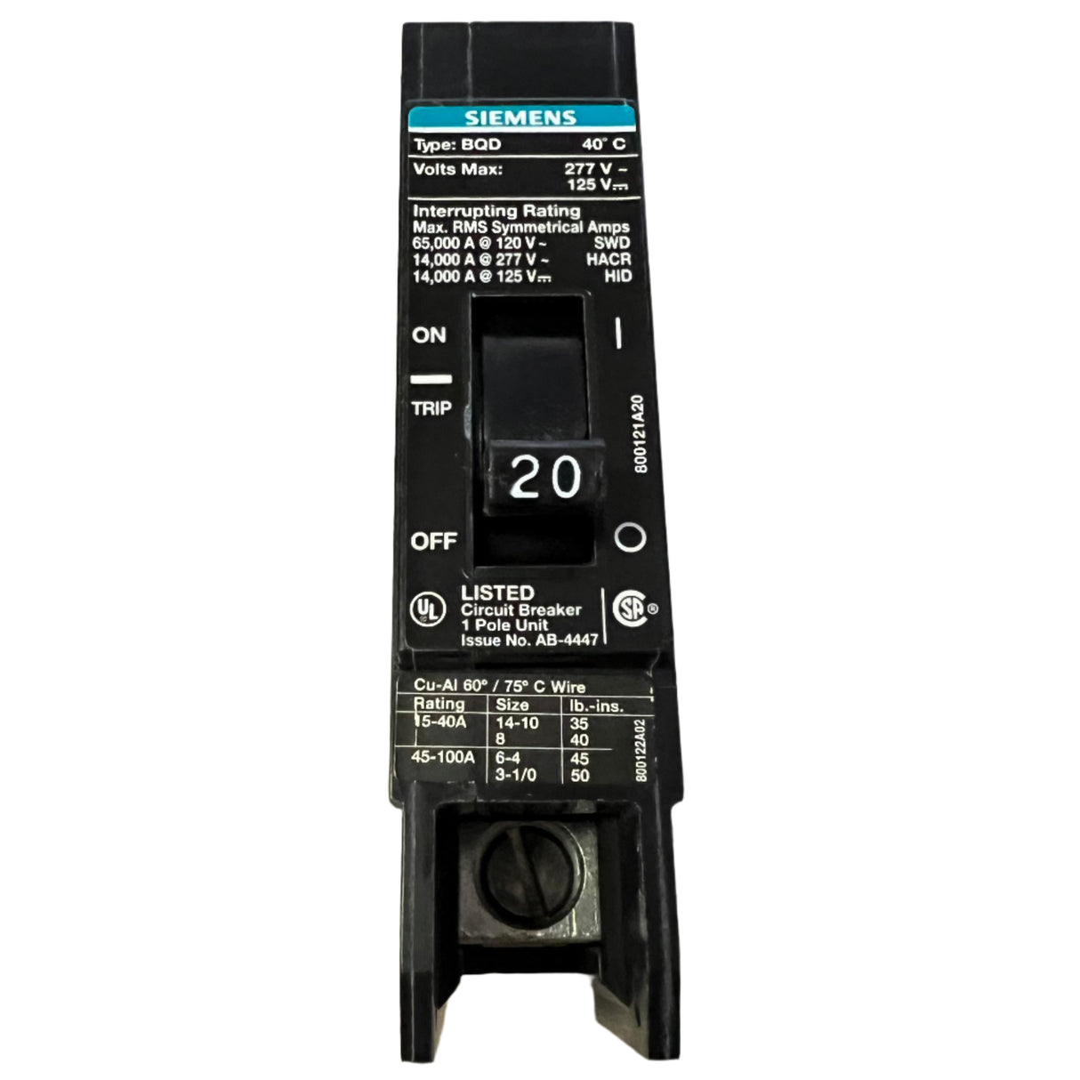 Siemens BQD120 - 20 Amp Circuit Breaker