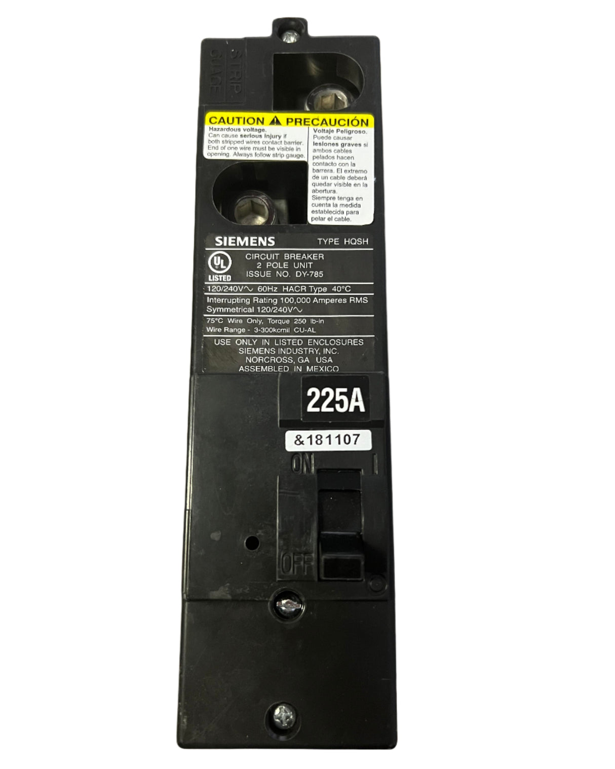 Siemens HQS2225H - 225 Amp Circuit Breaker