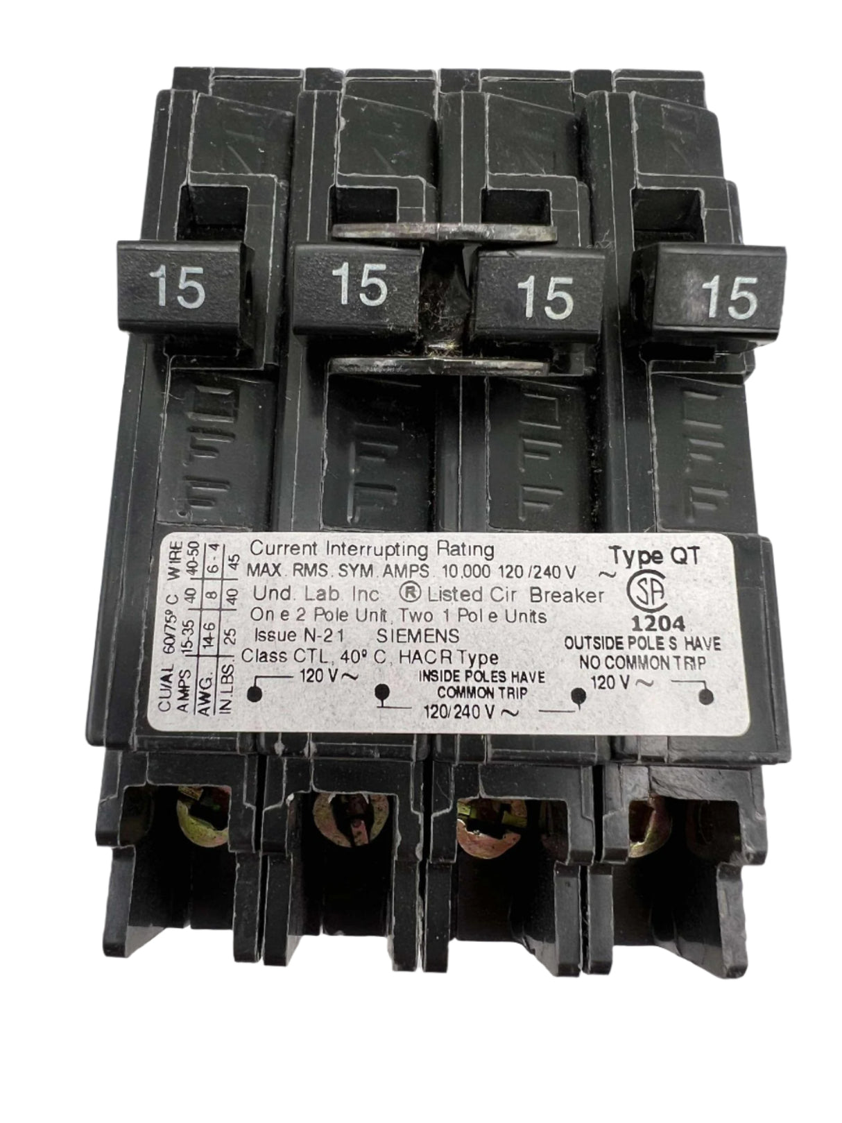 Siemens Q 15 Amp CT Triplex Circuit Breaker