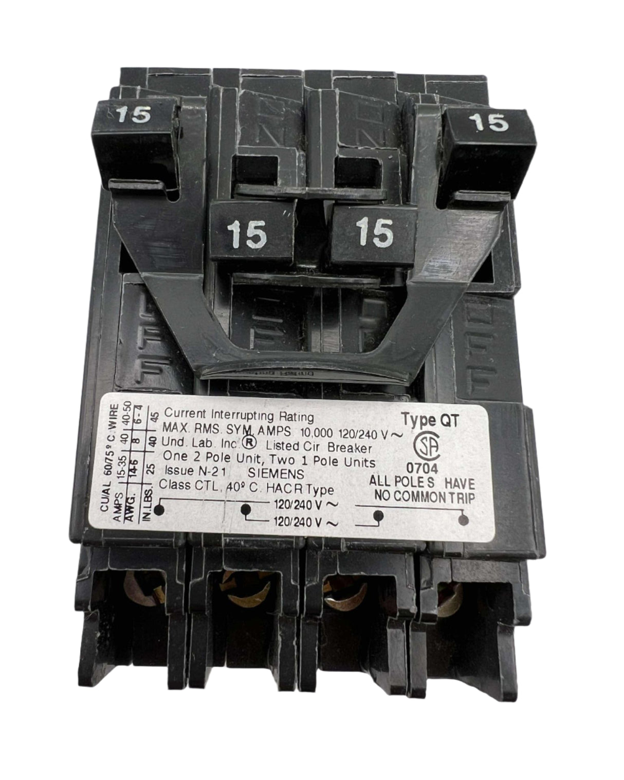 Siemens Q 15 Amp Quad Circuit Breaker