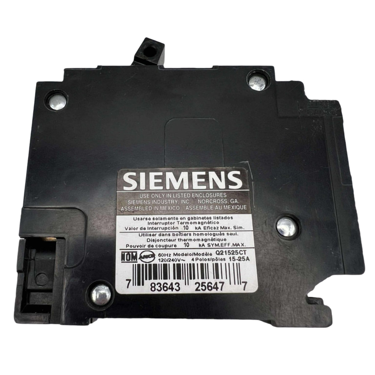Siemens Q 15 and 25 Amp CT Triplex Circuit Breaker