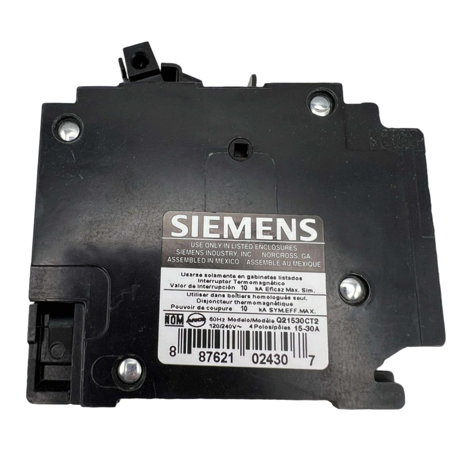 Siemens Q 15/30 Amp CT2 Quad Circuit Breaker