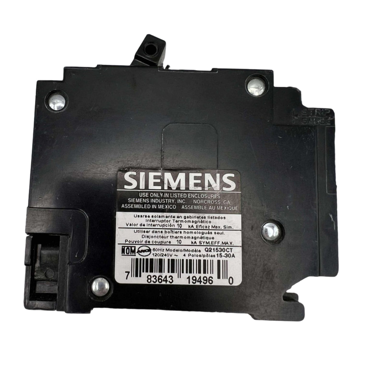 Siemens Q 15 and 30 Amp CT Triplex Circuit Breaker