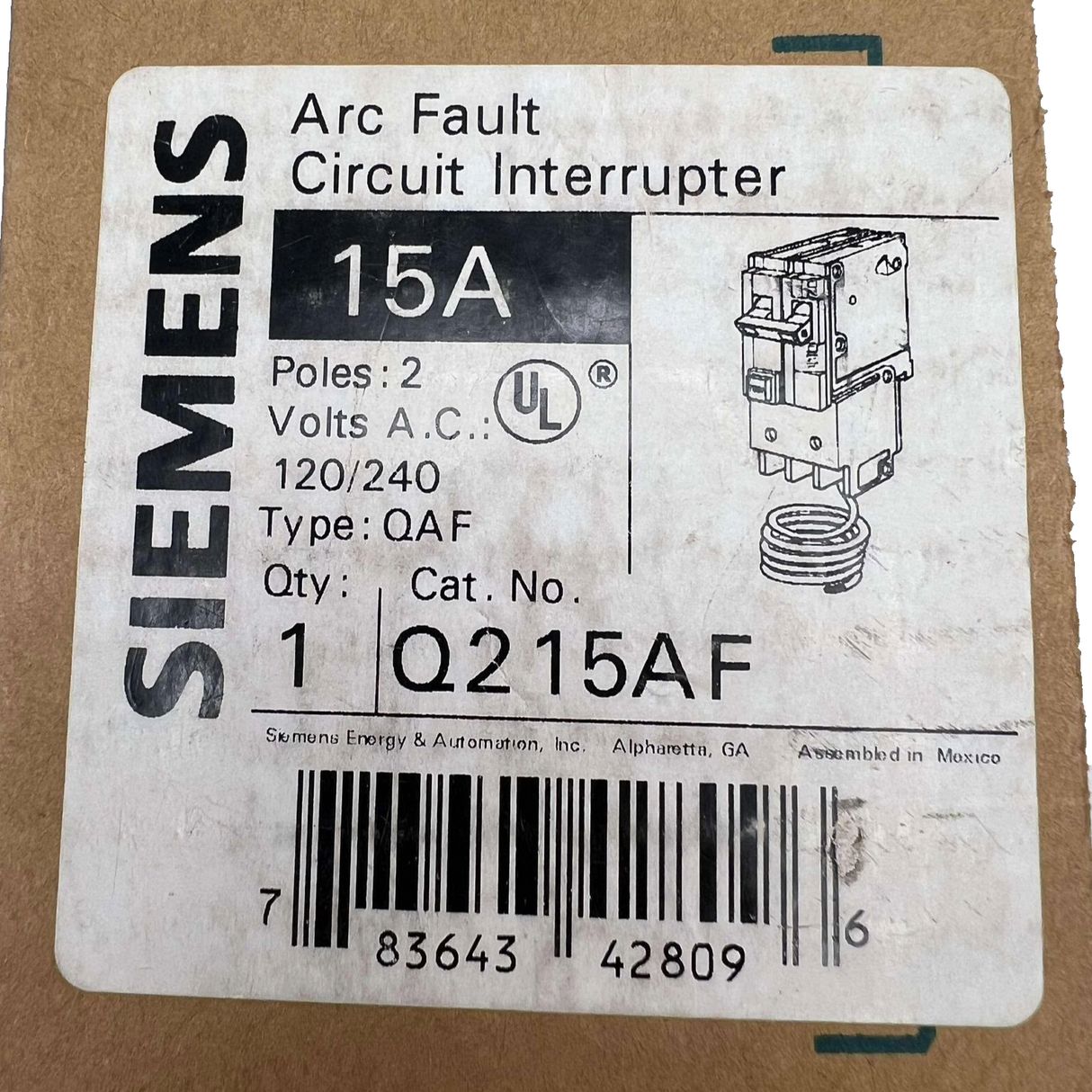 Siemens Q215AF - 15 Amp Arc Fault Circuit Breaker