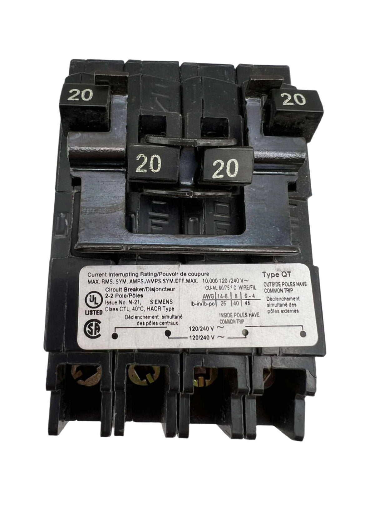 Siemens Q 20 Amp CT2 Quad Circuit Breaker