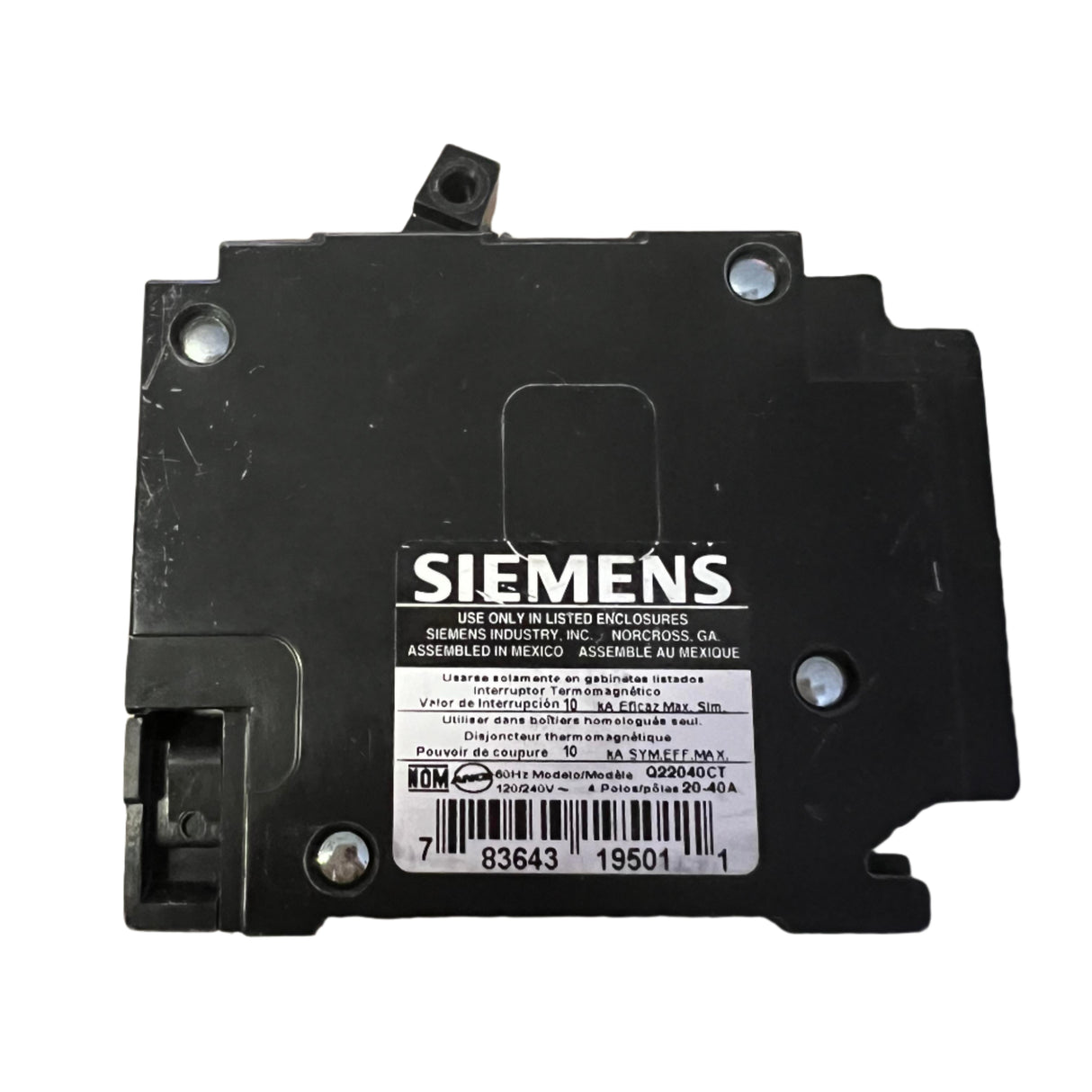 Siemens Q 20 and 40 Amp CT Triplex Circuit Breaker