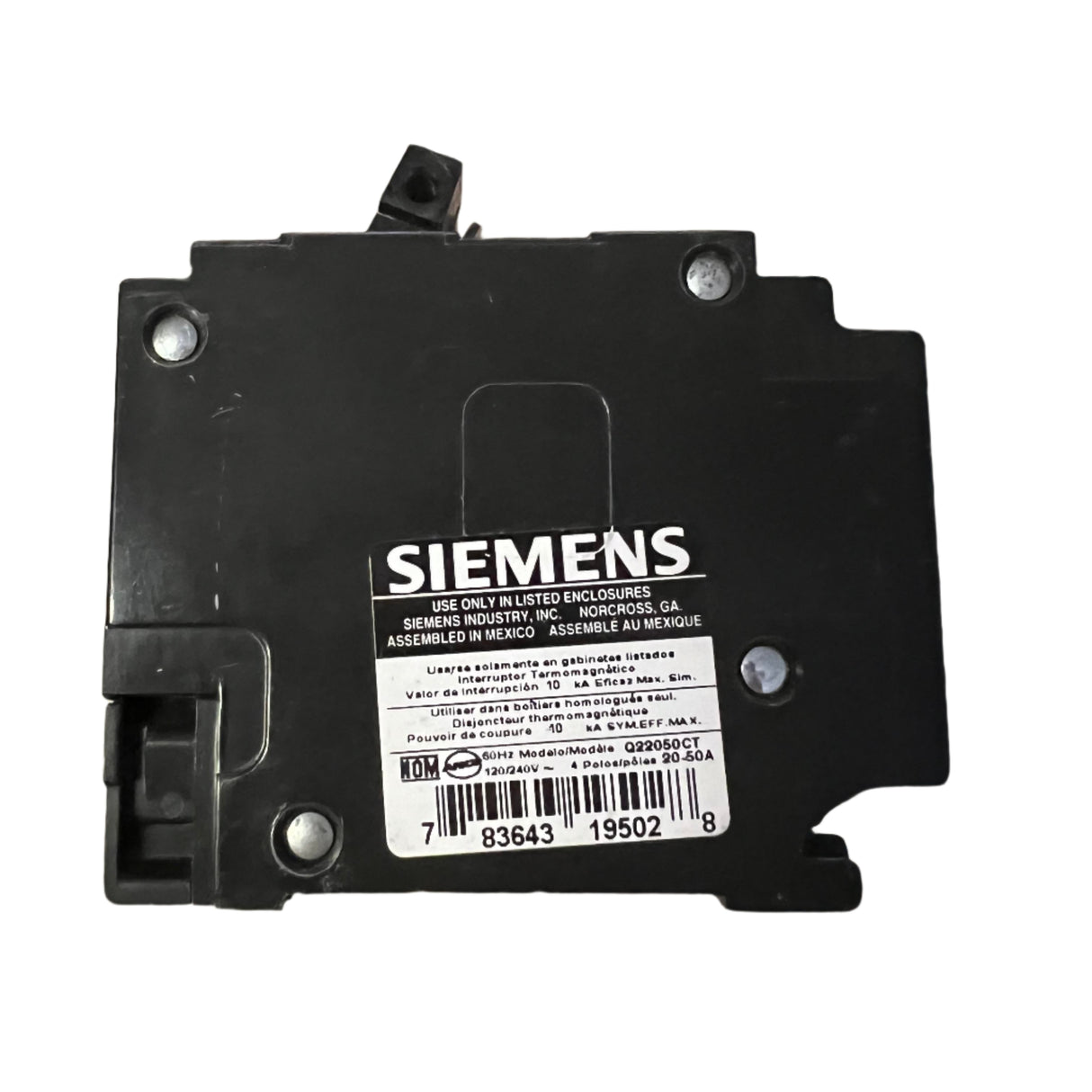 Siemens Q 20/50 Amp CT Triplex Circuit Breaker