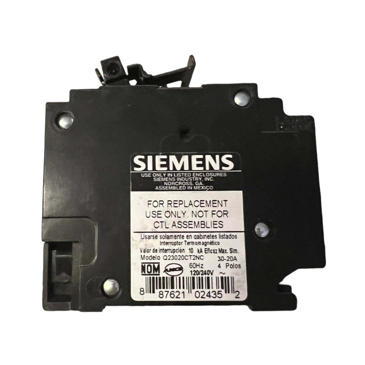 Siemens Q 20/30 Amp CT2NC Quad Circuit Breaker