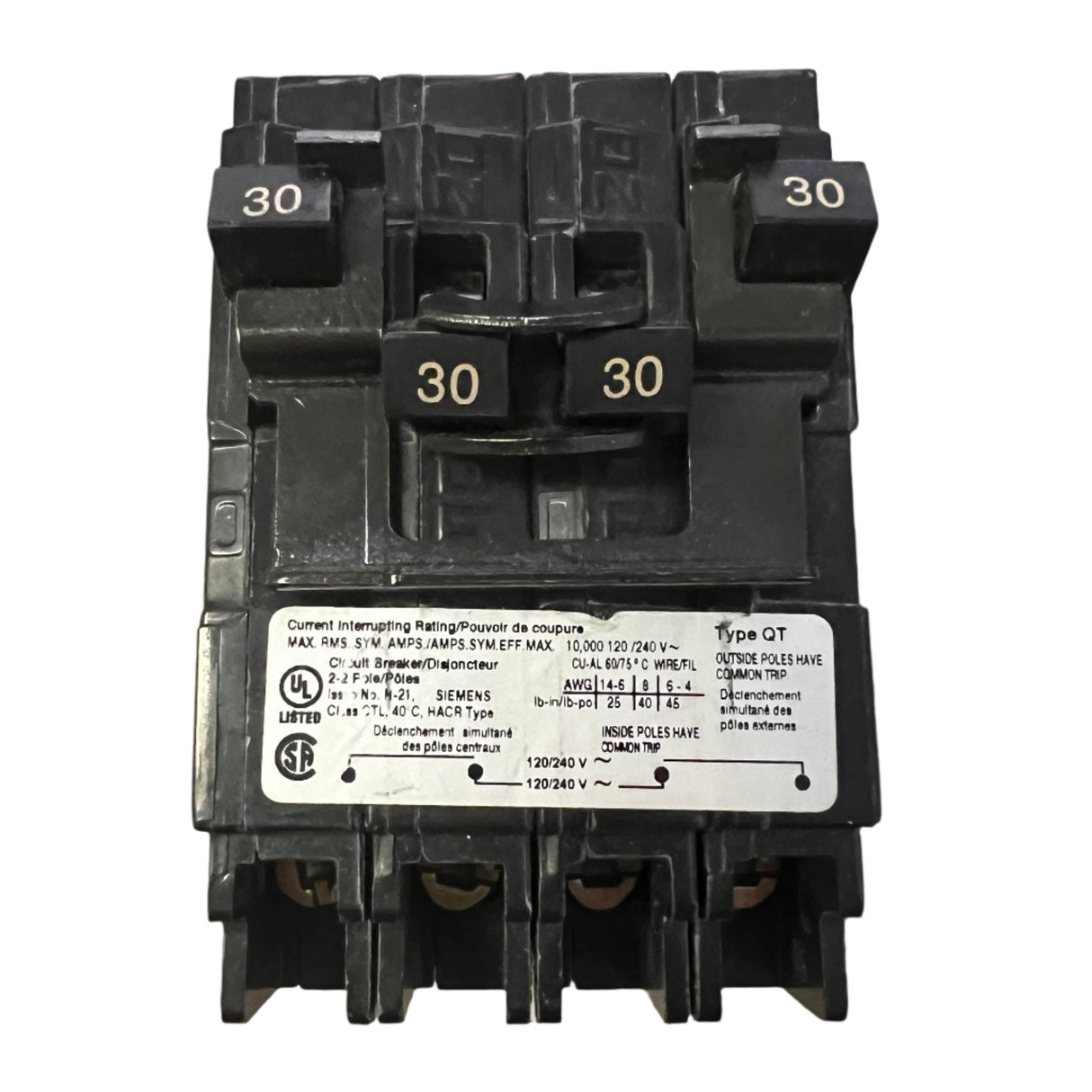 Siemens Q 30 Amp CT2 Quad Circuit Breaker
