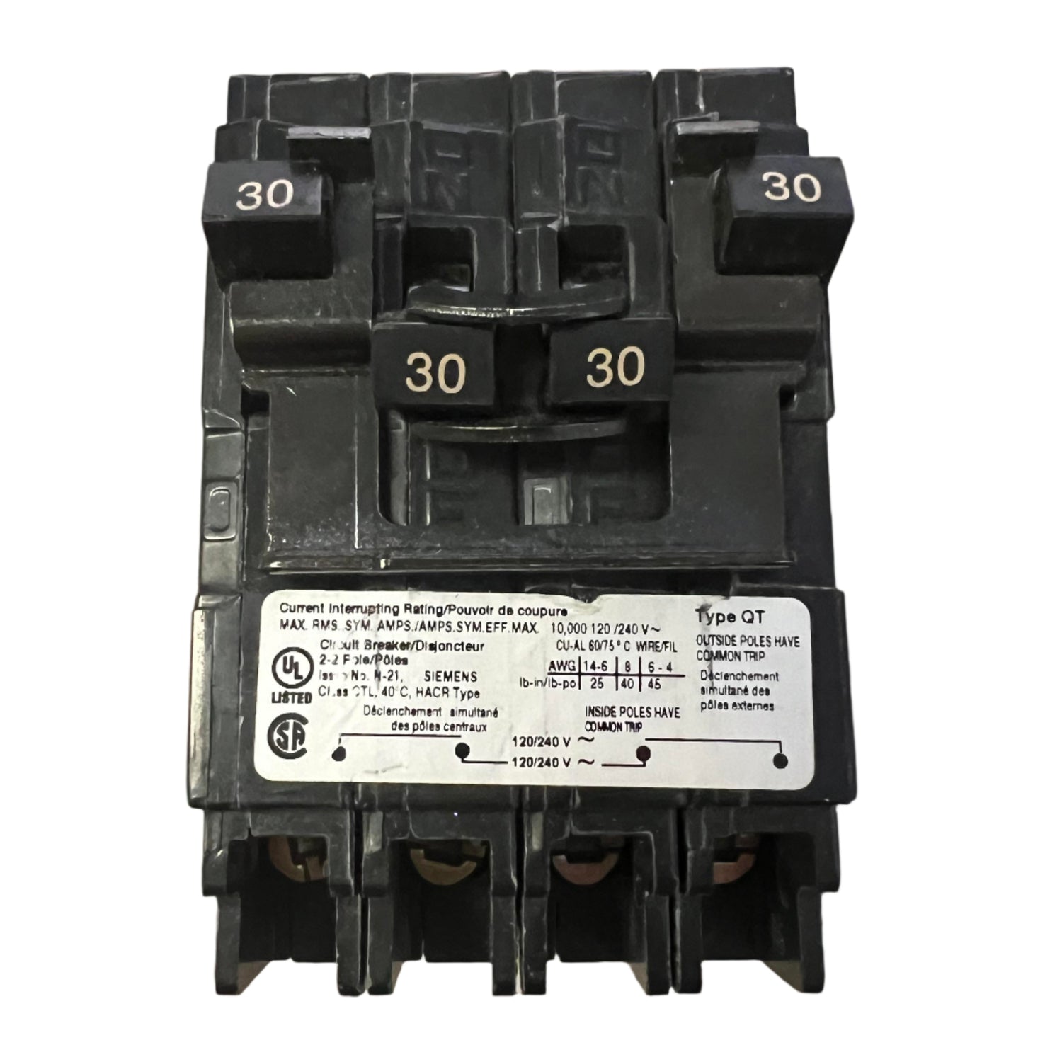 Siemens Q 30 Amp CT2 Quad Circuit Breaker